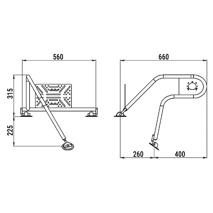 Стойка рулевая с креплением на баллон надувной лодки 25мм в Саранске